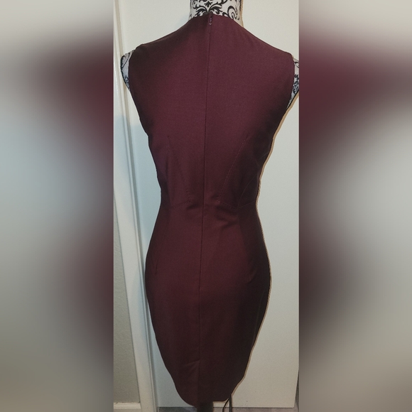 Ted Baker Edge to Edge Sheath Dress - Oxblood Sz 1 Equiv‎ To US Sz 4 Wool Blend - Picture 3 of 10